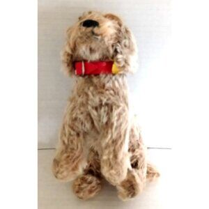 Vintage German STEIFF Soft Furry Dog with Collar Germany Buttom Plush Stuffed